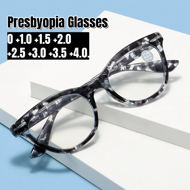 

Personalized Cat Eye Reading Glasses Fashionable High-definition Spring Leg Presbyopia Glasses Clear Lens Far Sight Glasses