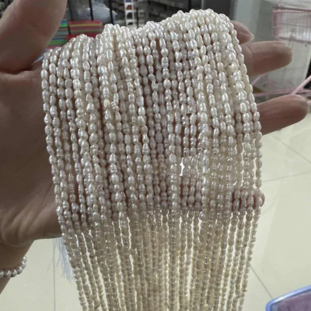 2.8-3.3mm Natural Freshwater Pearl Rice Sparkling Isolated Loose Bead Jewelry MakeDIY Necklace Bracelet Accessories Wedding Gift