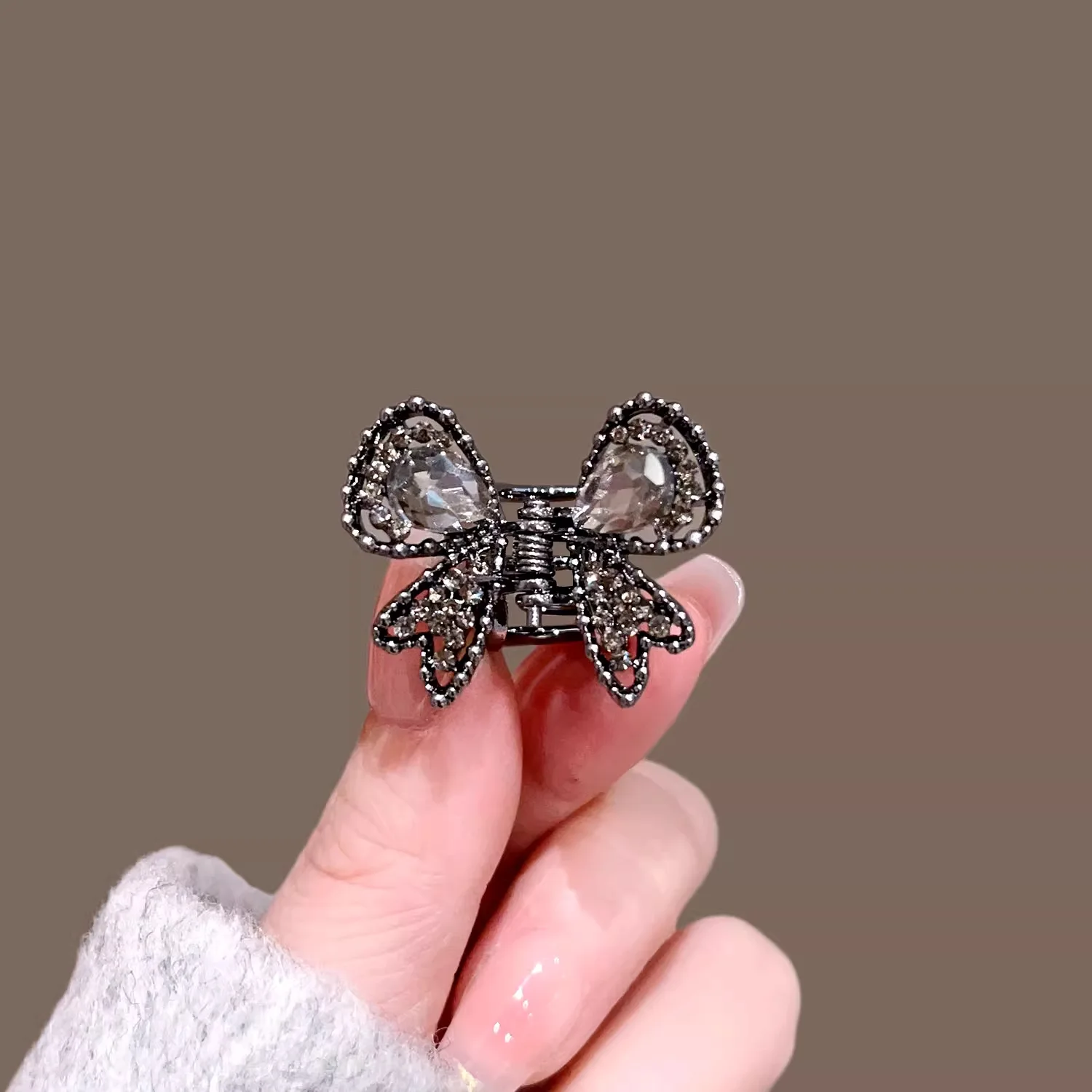 High-End Kristall Strass Schmetterling Haarspange Exquisite süße Mini Haarklammer seitlicher Pony Clip Damenmode Haarschmuck – Detail 1