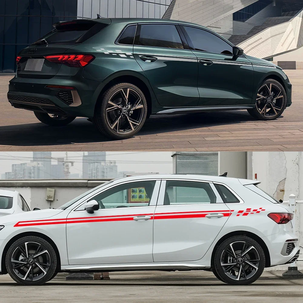 سيارة ملصق الجانب تنورة الفينيل فيلم ملصق مائي الزخارف الخارجية اكسسوارات لأودي A3 8 فولت 8P 8Y 8L سيدان TFSI سبورتباك S3 RS3 ليموزين