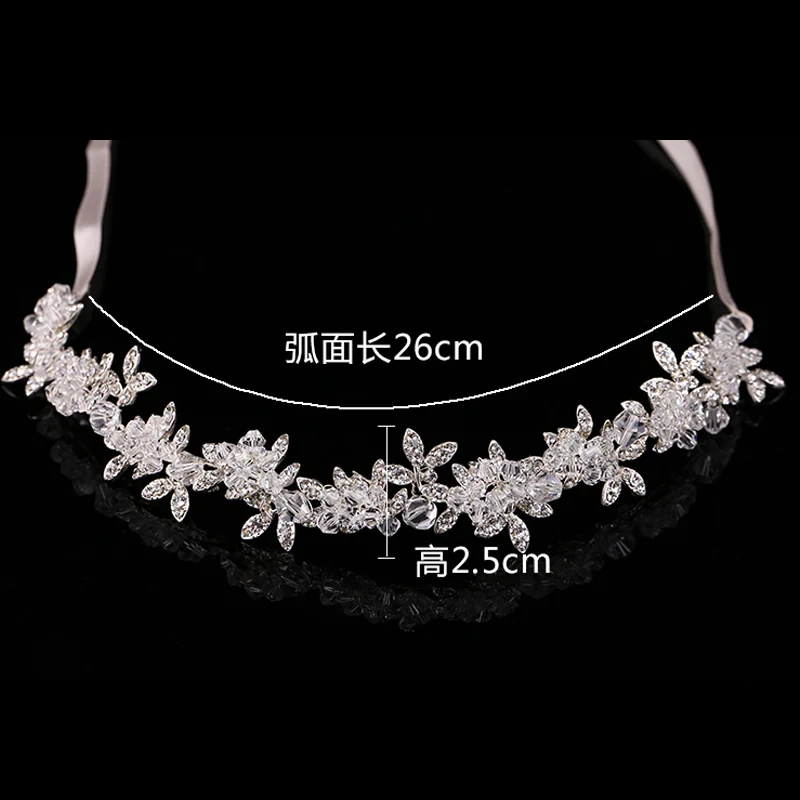 Hot Sale Ladies Silver Color Crystal Bridal Wedding Tiara Accessories Flower Pearl Crystal Chain Headband Hair Clip Comb Jewelry image 5