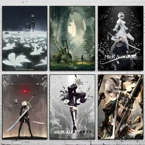 Nier Automata Game Sexy 2B Poster Esthetische Canvas Schilderij Posters En Prints Wall Art Foto Voor Kamer Decoratie