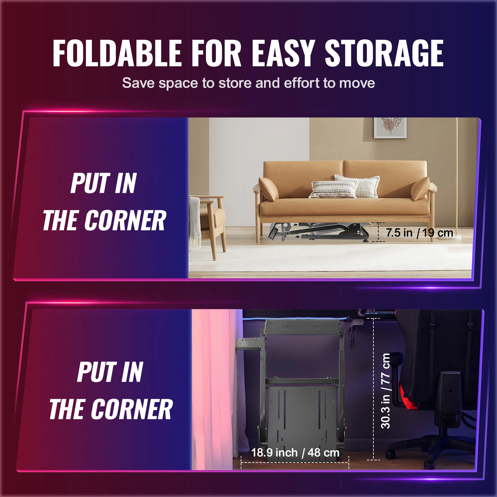 VEVOR Support de Volant de Course 57x49cm Simulateur de Course Réglable en Acier Inoxydable Jeu de Course Levier de Vitesse V2 Volant Pédale non Inclus