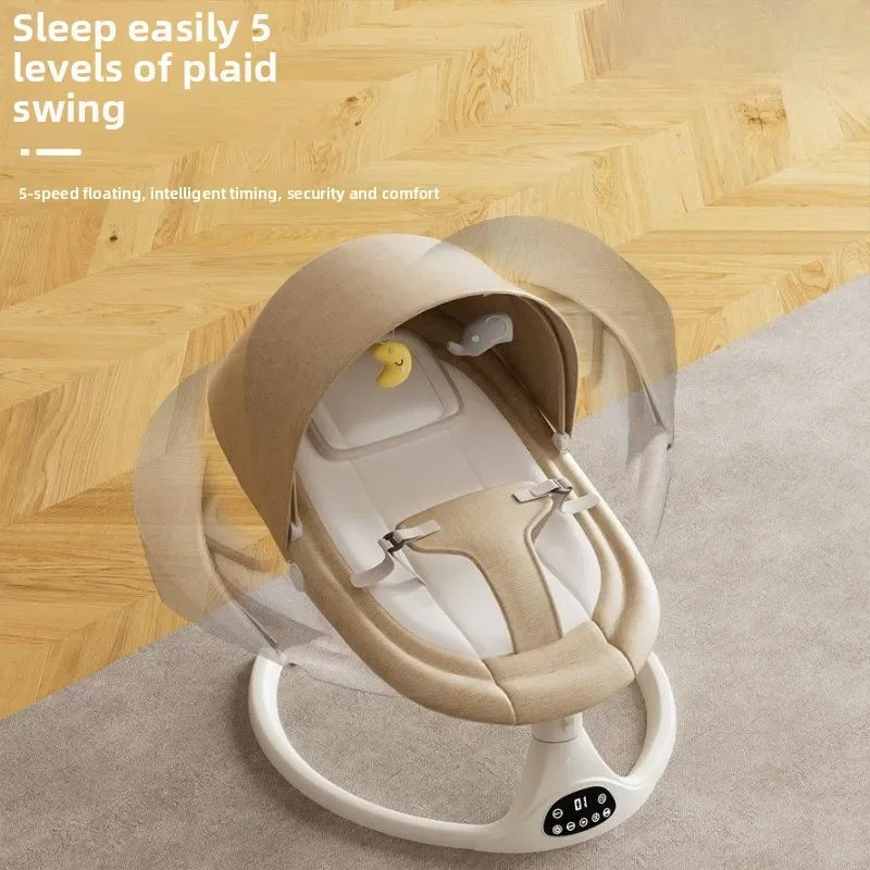 كرسي أرجوحة هزاز للأطفال كهربائي لحديثي الولادة ومقعد مهدئ مع سلة نوم موسيقية