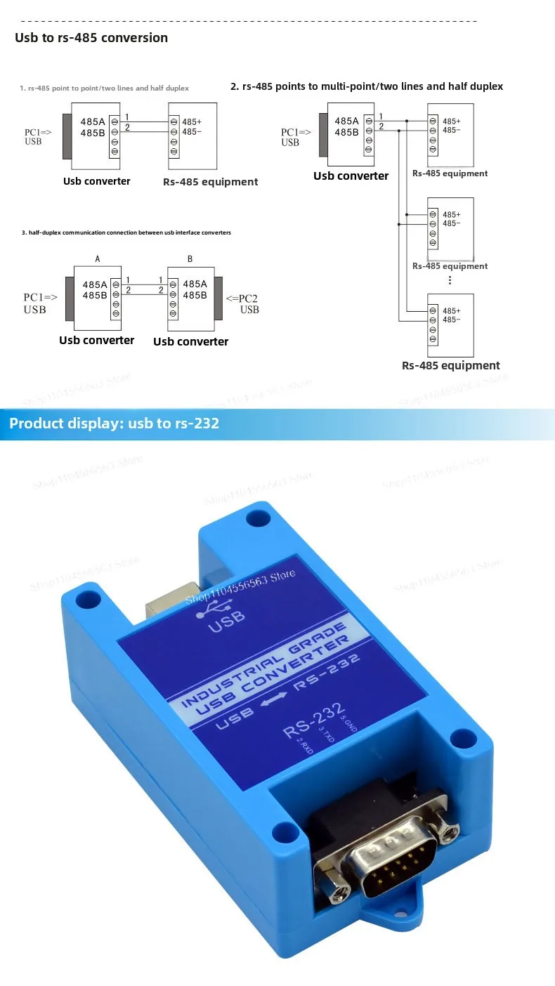 USB to 232 485 422 industrial serial converter 2 port RS485 to USB lightning protection WIN7 / 8/10