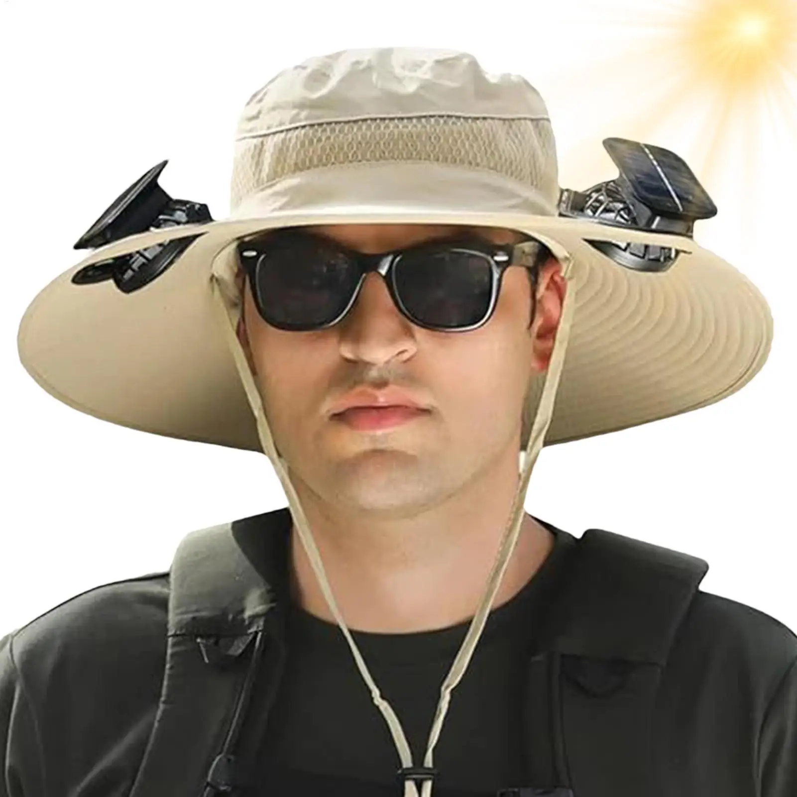 

Sun Hat With Fan Outdoor Sun Hat With Solar Fans Breathable Waterproof Bucket Caps Headwear For Women Men Beach Camping