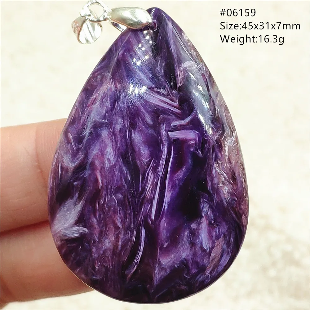 Natural Purple Charoite Water Drop Pendant NecklaceCharoite Jewelry Best Gift 925 Sterling Silver AAAAAA 2