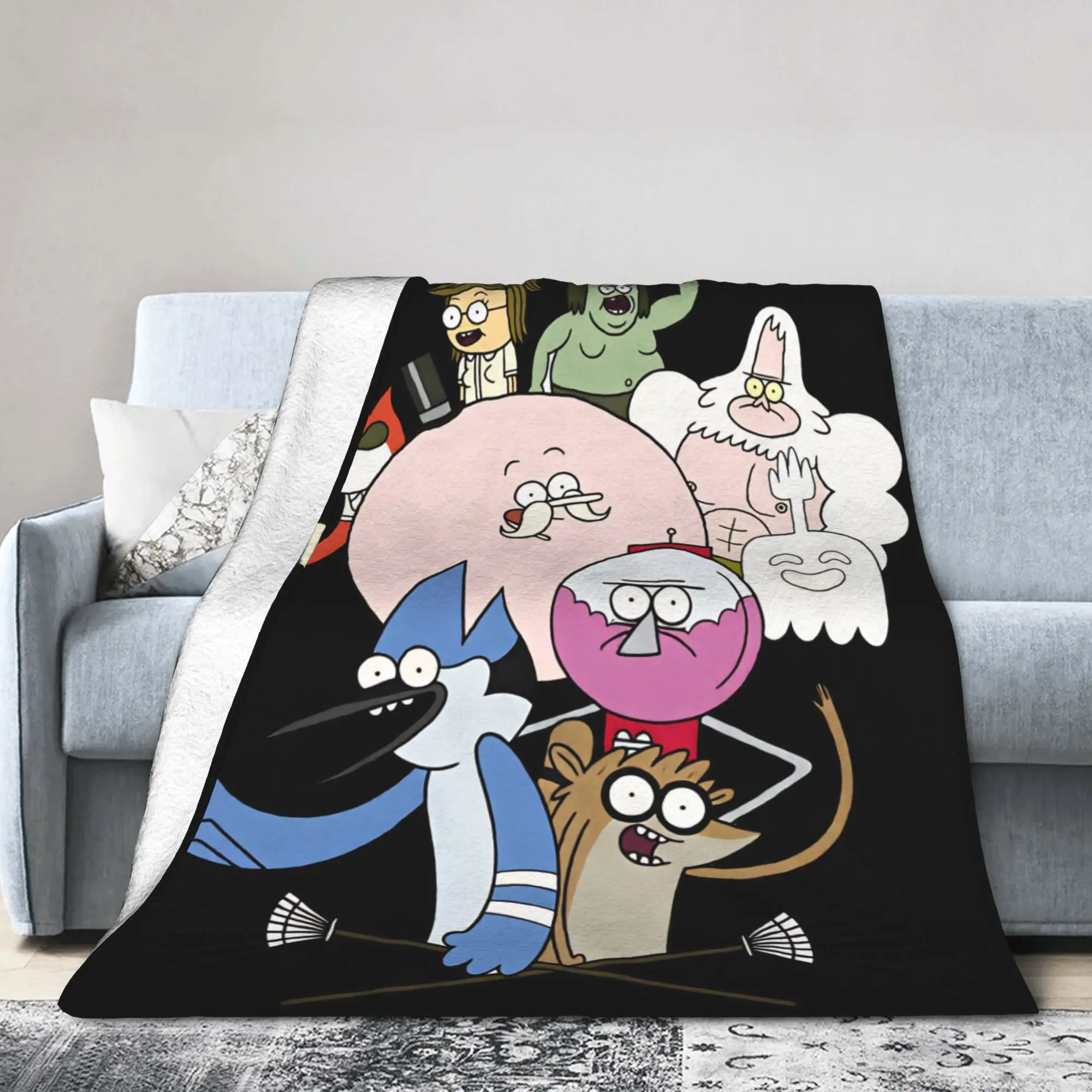 Mordecai And Rigby Regular Show Cartoon Characters Blankets Travel Flannel Bedding Throws For Bedroom Warm Soft Bedspread Gift