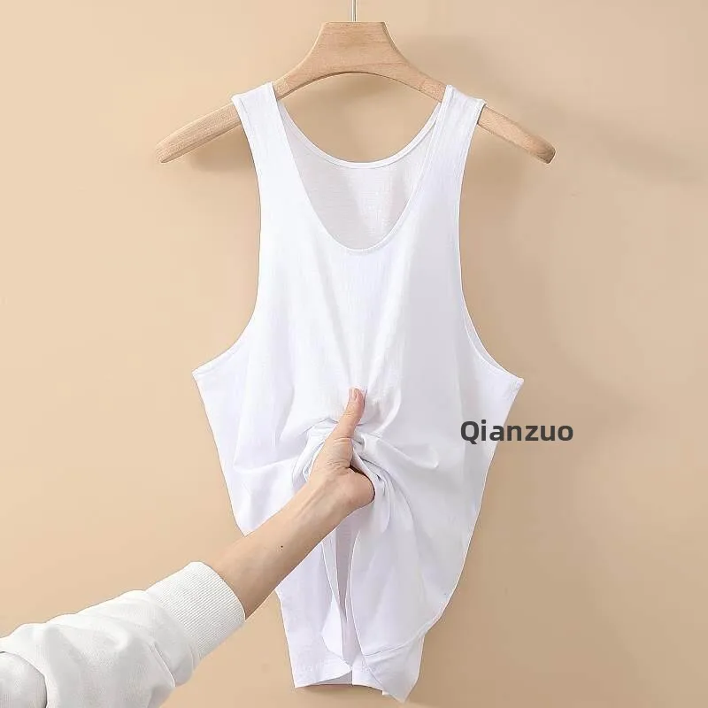 Cotton T-Shirt for Middle-Aged And Elderly Men Summer Thin Loose Grandpa Style Barriers Cross White Vest Pure Cotton Material
