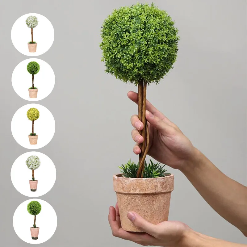 

Simulation Potted Natural Degradation Pulp Basin Plastic Big Ball Bonsai Artificial Plant Fake Flower For Home Office Decoration