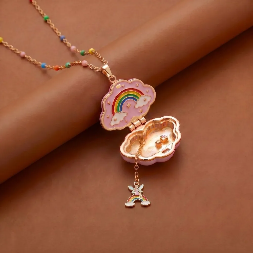 New Cute Cloud Phase Box Necklace Opening Closing Interesting Design Jewelry Pendant Opening Box Necklace for Women
