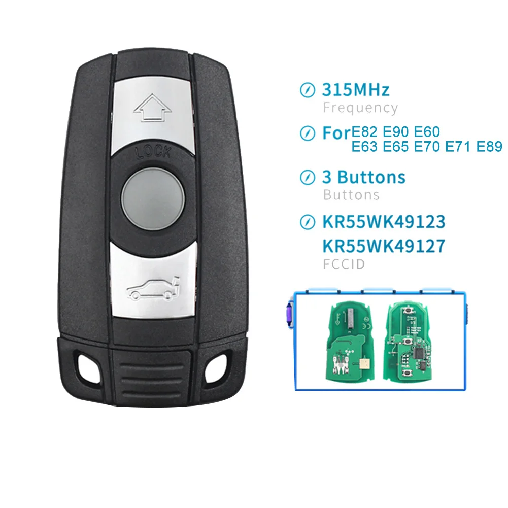 Chave inteligente remota do carro, controle keyless, chip do transmissor, 315MHZ, apto para BMW 1, 3, 5, série 7, E90, E91, E92, E60, ID46, PCF7945