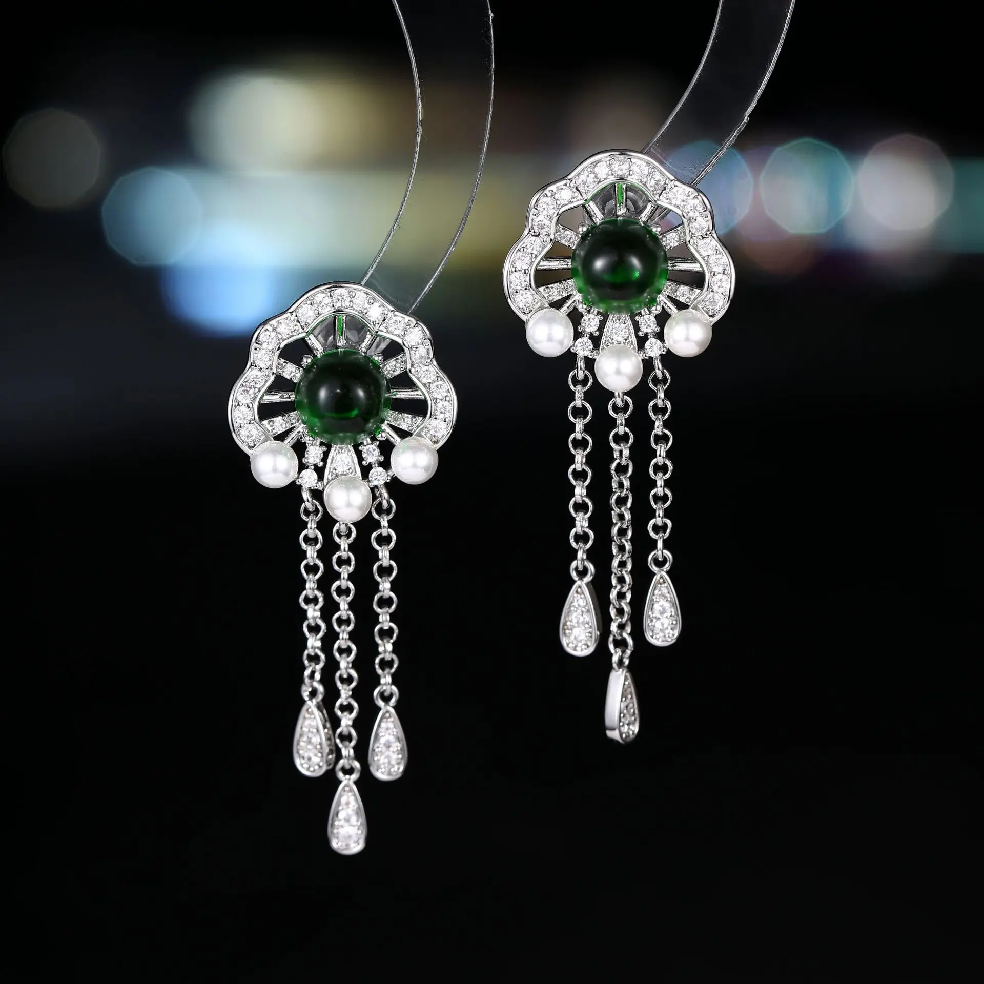 

New long tassel earrings s925 silver needle Zircon high-end earrings for women, versatile and elegant design earrings