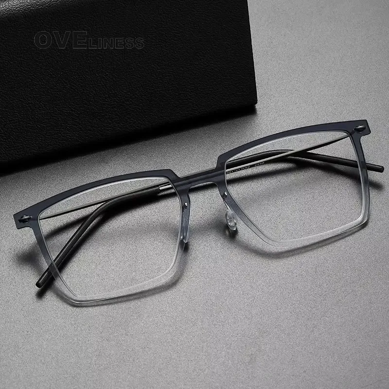 

2026 Pure Titanium Glasses Frame for Men Metal Vintage square Screwless Eyewear Eyeglasses Spectacle