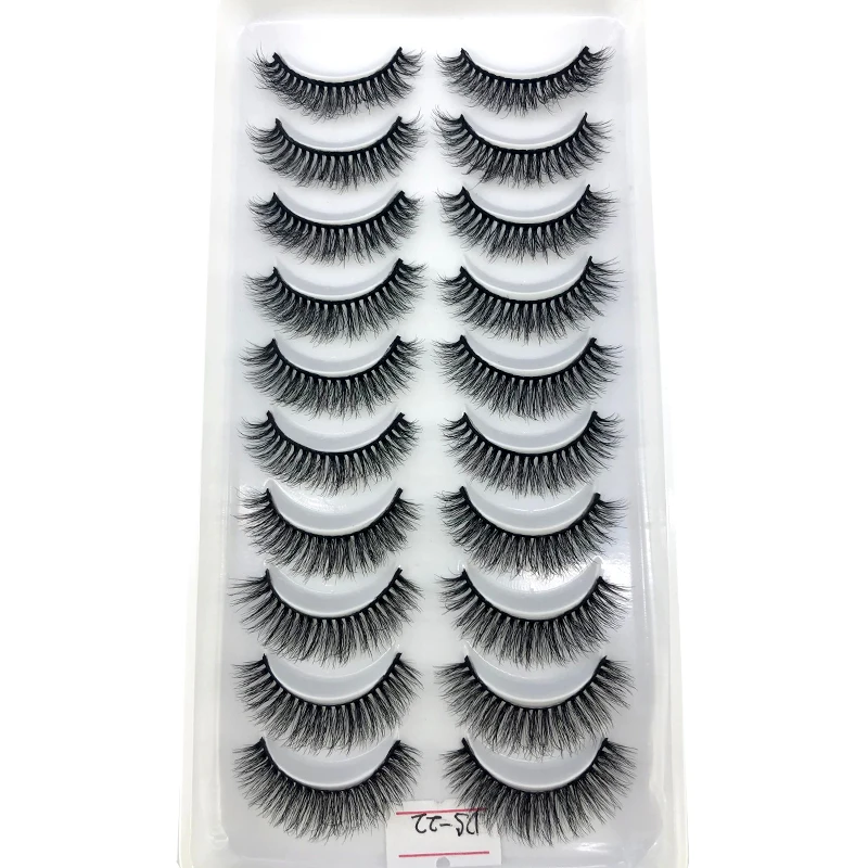 AMSDCN Künstliche Kurze Nerz-Wimpern, Natürlich Dramatische Falsche Wimpern, 10 Paar 3D-Wimpern für Make-up – Detail 12