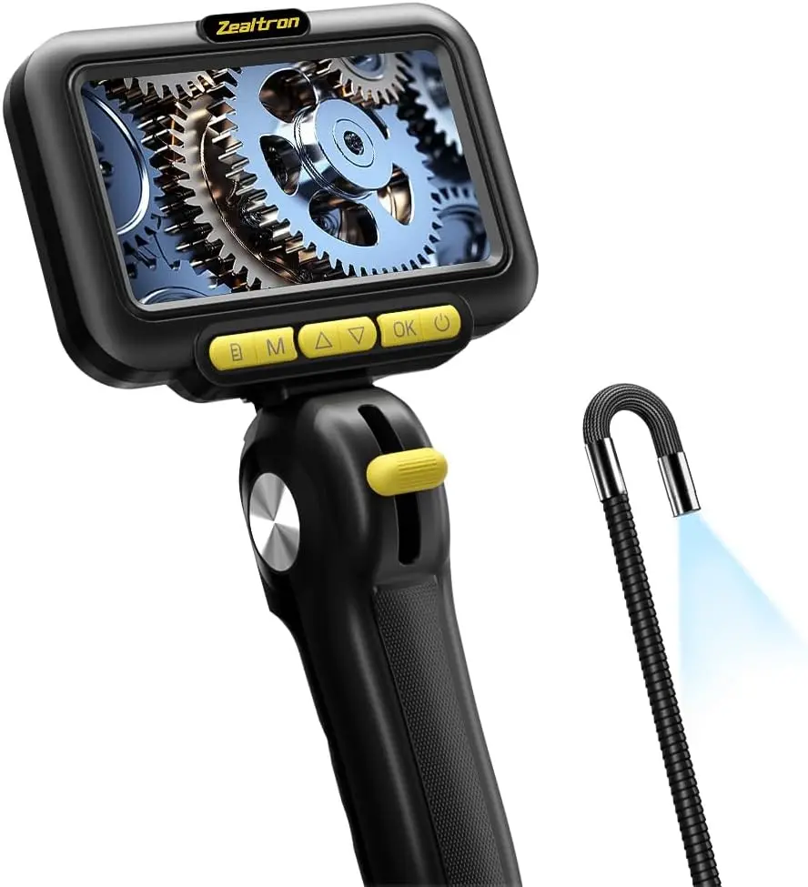 

Two-Way Articulating Borescope with 5 Inch IPS Screen, 6.2mm Probe, 5ft Snake Cable for Automotive and Wall Inspection