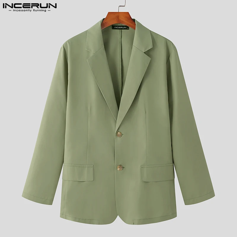 INCERUN Tops 2024 Korean Style Handsome New Men Pendant Design Blazer Casual Streetwear Male Solid Long Sleeved Suit Coats S-5XL