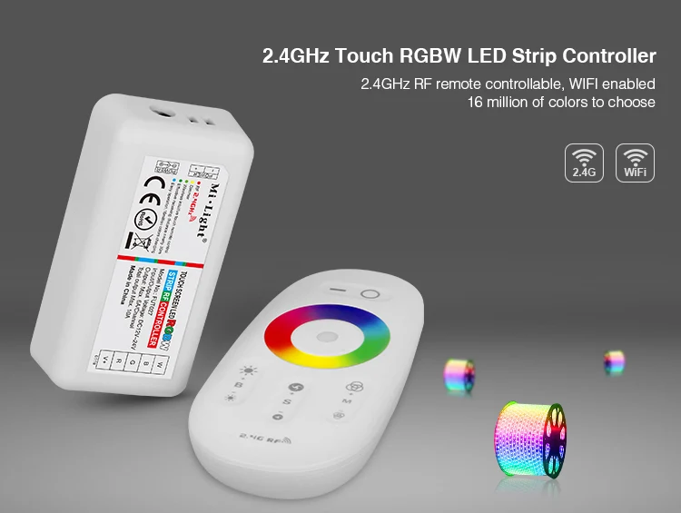 

Mi light FUT027 2.4G Wireless Touch screen RGBW led controller DC12V-24A 18A RF remote control for rgbw led strip lights tape