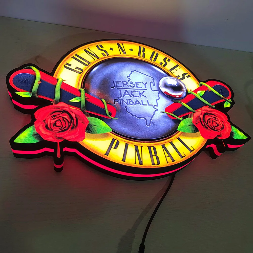 Custom Roses by Jersey Jack Pinball 3D Logo Business Lightbox Nightlight Sign Wall Decor Light Box Decor 3D Print Night Light