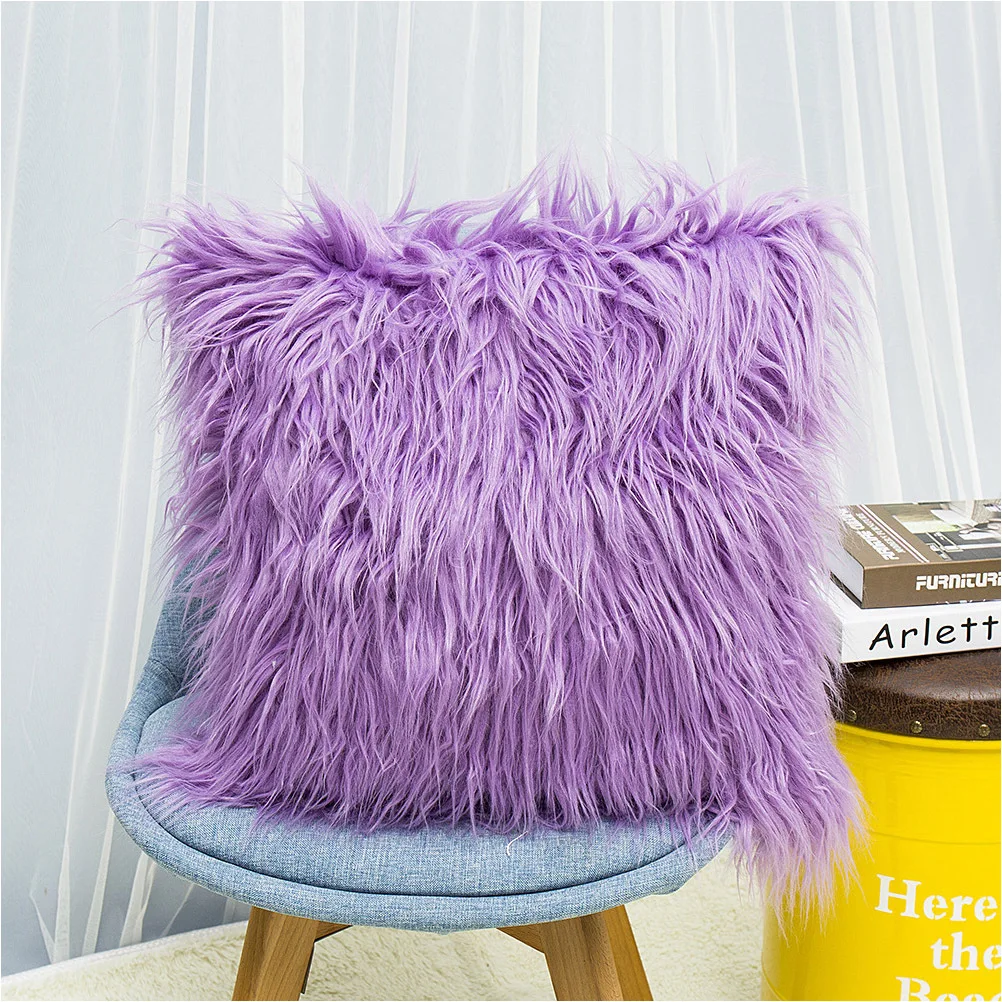 

1Pcs 45x45cm Wool Cushion Cover Soft Wear-Resistant Long-Lasting Hug Lean on Throw Pillow Cover for Living Room Bedroom Beige