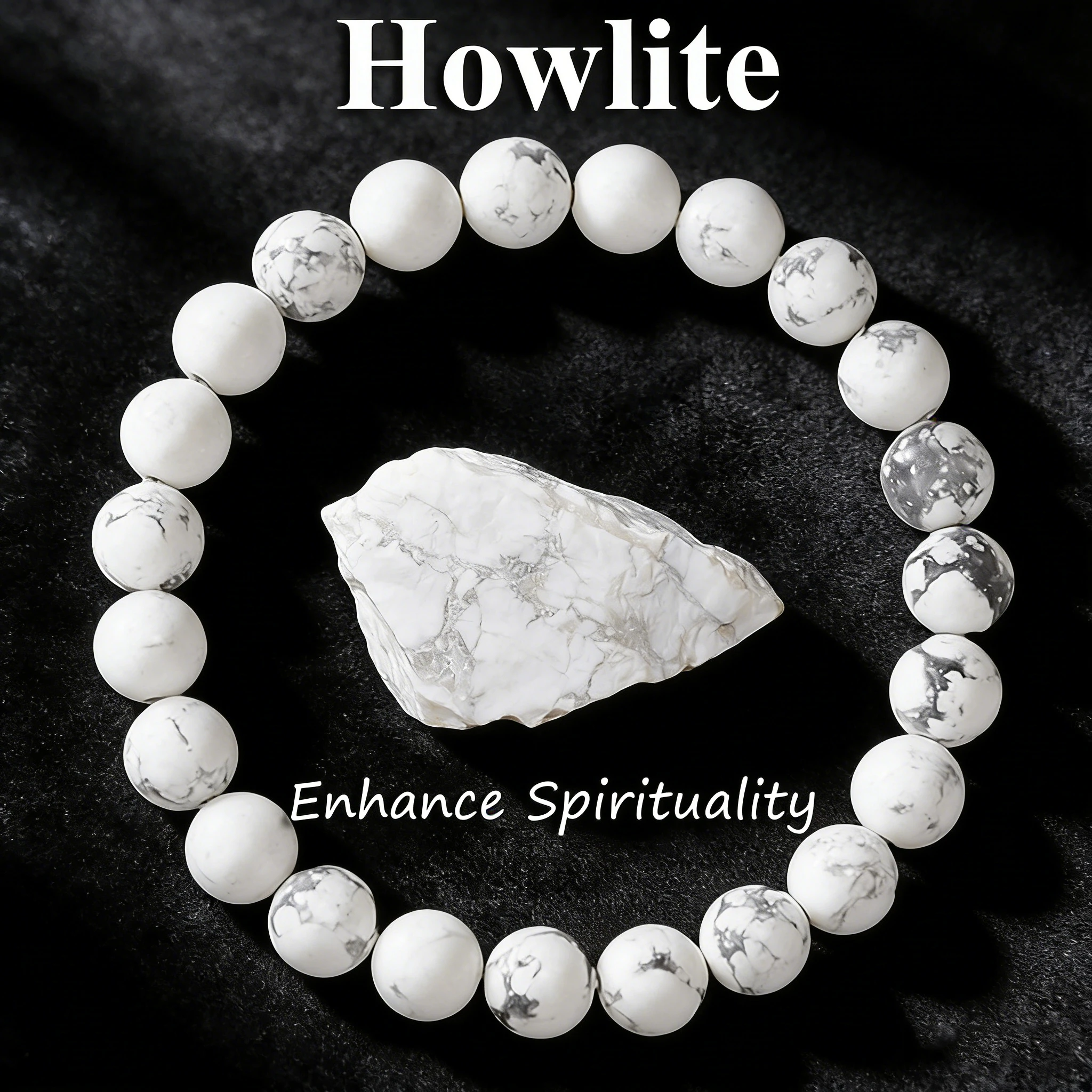 White Howlite Beaded Bracelet Natural Stone 6 8 10mm Charm for Anxiety Stress Relief Bracelets Healing Vitality Reiki Jewelry