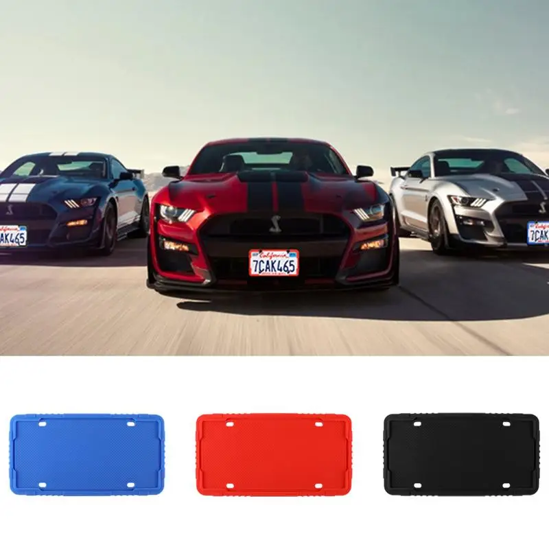 Silicone Car License Plate Frame With Drainage Holes Scratch-resistant Plate Cover Car Number Plate Holders For Car Men Women