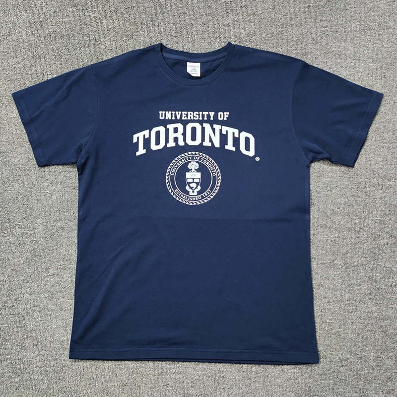 Vintage Fashion Toronto - Zomerse katoenen T-shirt, Toronto-universiteitsuniform, los model,
