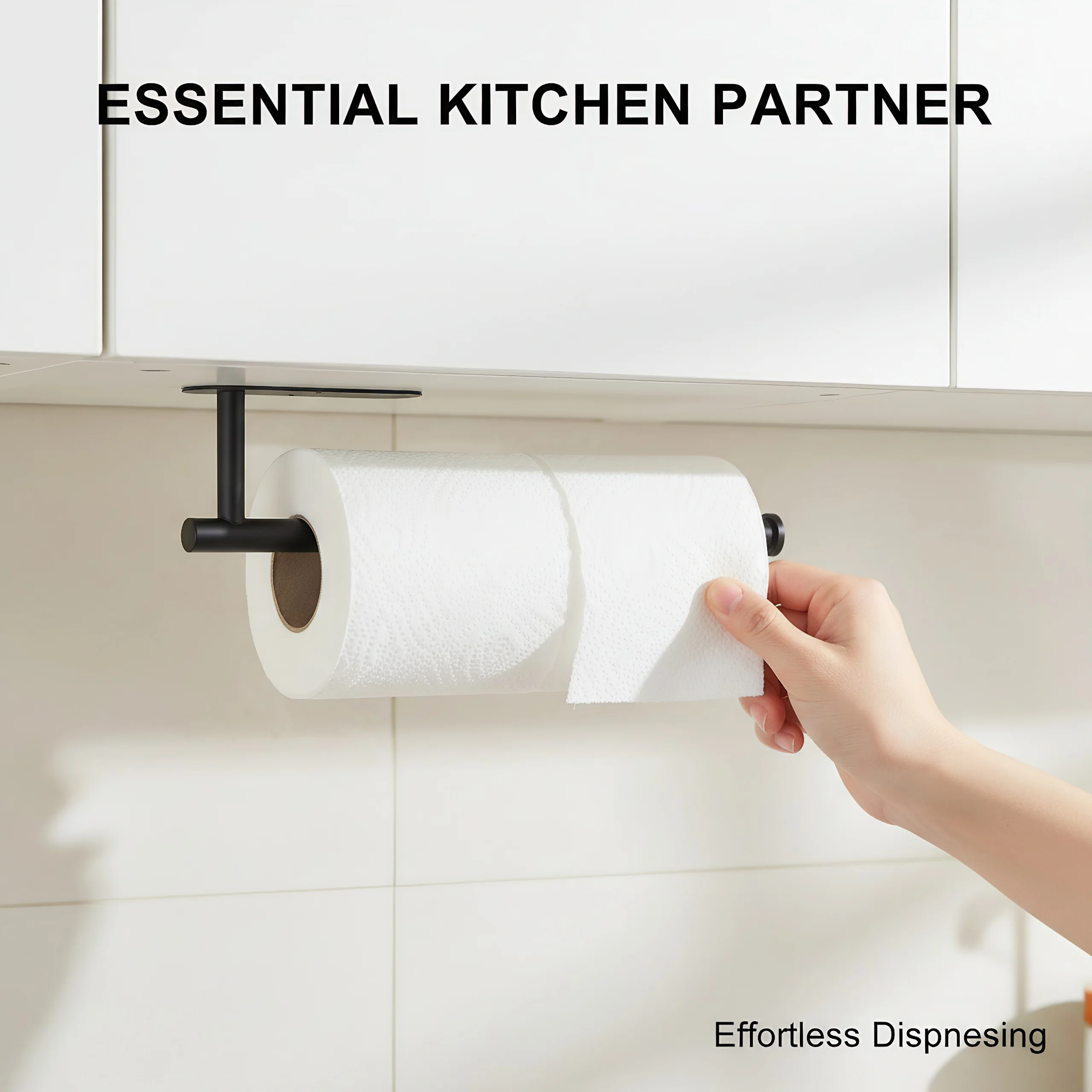 

Wall Mount Paper Towel Holder 34cm, Space Saving Kitchen Organizer for Foil Wrap, Easy Tear Design