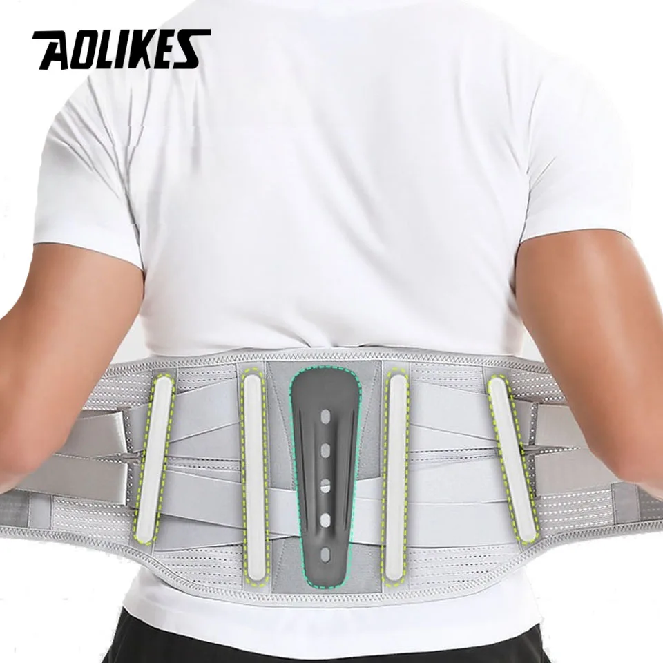 دعامة الظهر من AOLIKES لآلام أسفل الظهر مع نظام دعم بيونيك، حزام دعم قطني، تصميم شبكي مسامي مع وسادة قطنية