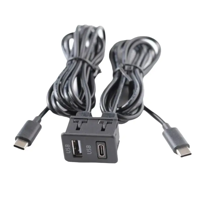 A82U-Car Android Navigation Machine Double TYPE-C Input To USB+USB-C Interface Panel Extension Cable Adapter Panel