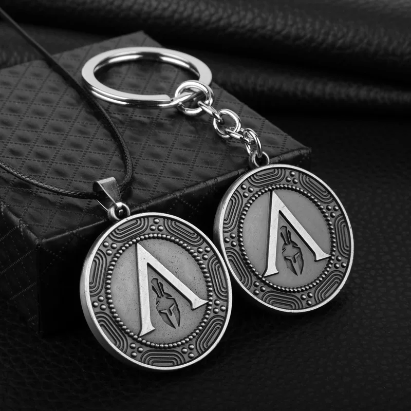 Game Spartan Warrior Keychain Punk Mask Pendant Key Rings Metal Key Holder Cosplay Trinket Gift