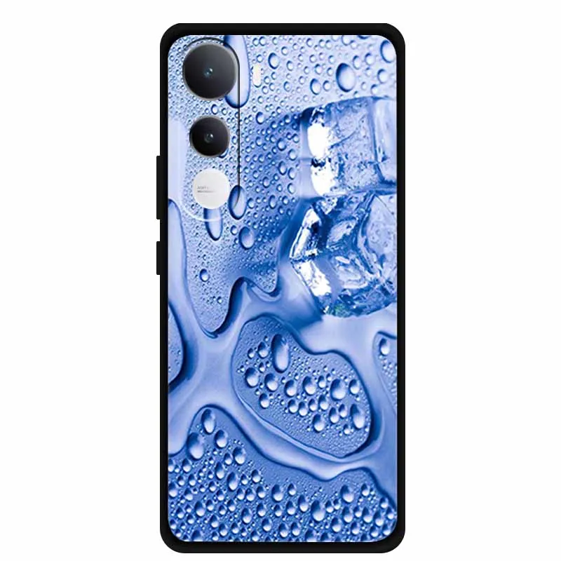 Casing HP Vivo Y400 4G Motif Bunga Lukis Hitam Silikon Lembut Penutup Belakang HP Untuk Vivo Y400 5G 2025 TPU Pelindung Fundas Para