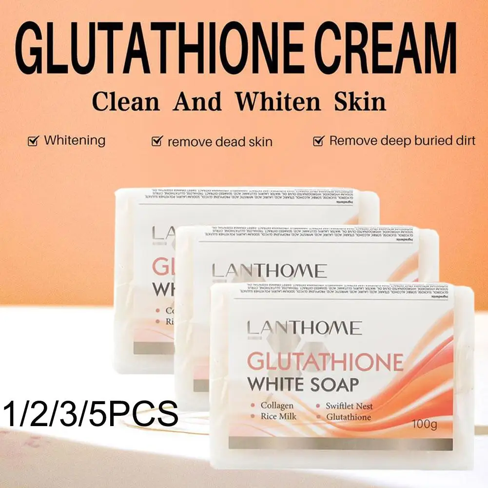 

Original Lanthome Glutathione Whitening Soap For Face Skin Brightening Body Reduce Wrinkle Freckle Dark Spot Remover Cleansing