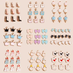 10pcs Cute Girls Sweet Perfume Lollipop Crown Bowknot Highheels Castle Charms Pendants for Earrings Bracelets DIY Jewelry Making