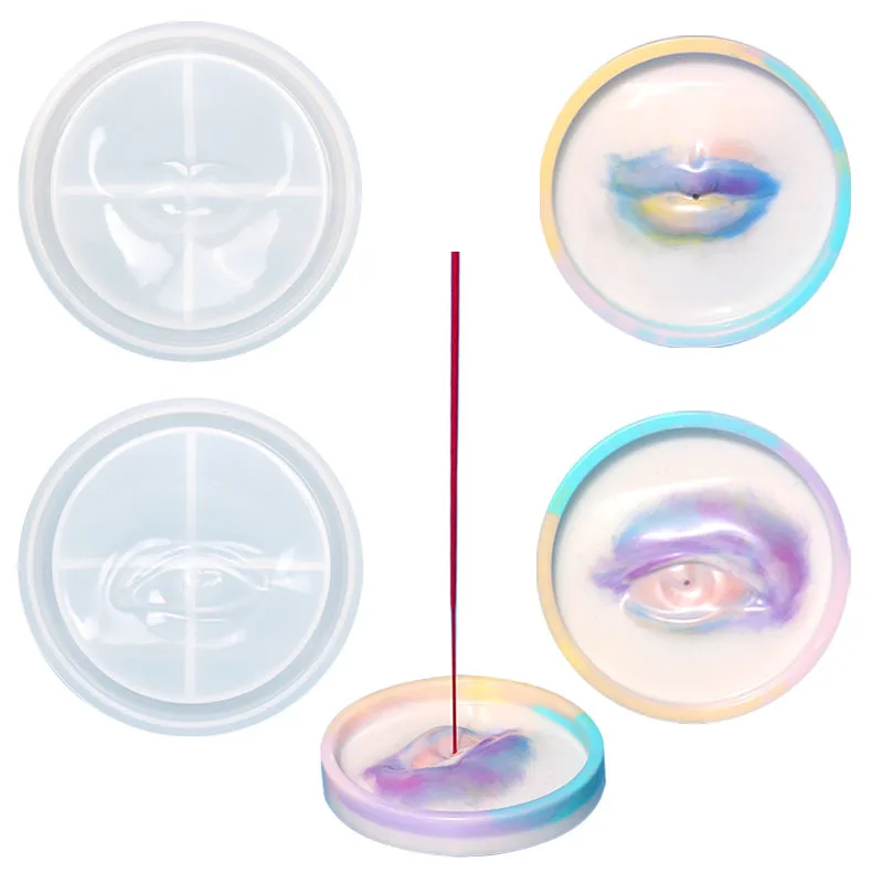 DIY Lip Shape Incense Plate Crystal Epoxy Resin Mold Aromatherapy Ashtray Silicone Mold