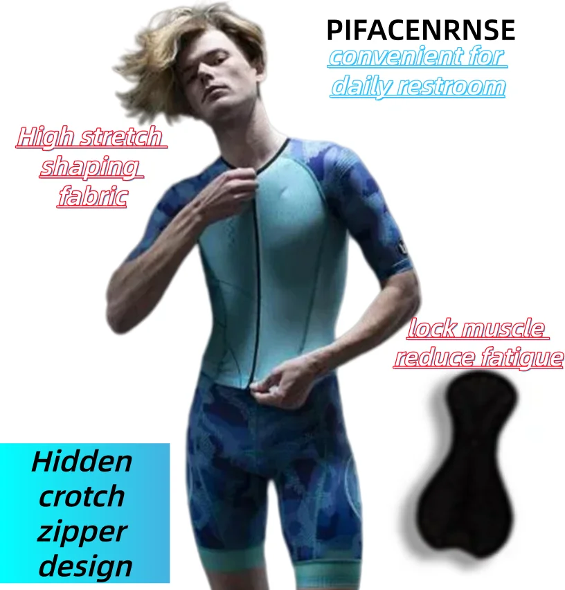 

Men's Anti-shrink OEM Sublimation Printing Jumpsuit Cycling Jersey Suits, Cool Max Short Sleeve Skin Suit, Triathlon Jumpsuit