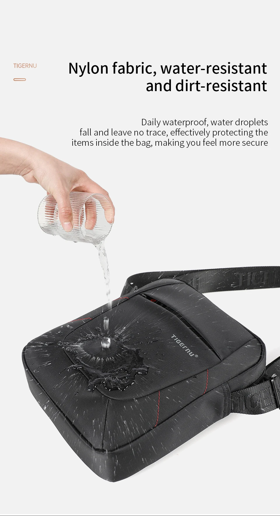 Tigernu Marke Umhängetasche Männer Tasche Männer Schulter Tasche Spritzwassergeschützt Nylon Mini iPad Messenger Schulter Gurt Tasche Für Männer Business Taschen – Detail 11