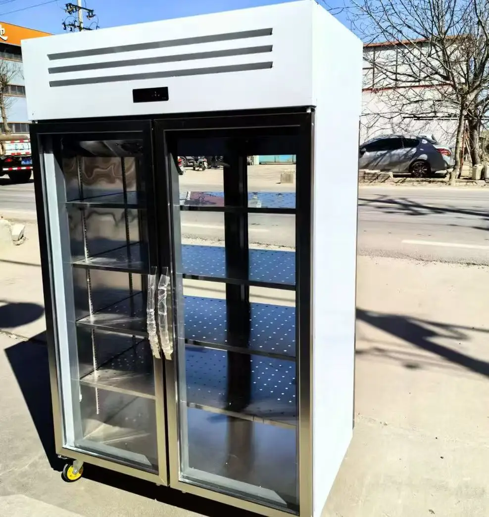 بيع المصنع ثلاجات المطبخ ذات الباب المزدوج المستقيم ذات سعة كبيرة للفندق والمطعم بنمط درجة الحرارة المزدوجة