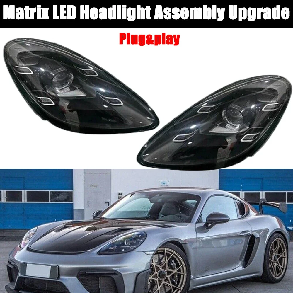 1PCS left /Right Matrix LED Headlight DRL Upgrade Fit For Porsche 718 Boxter Cayman 2016-2023