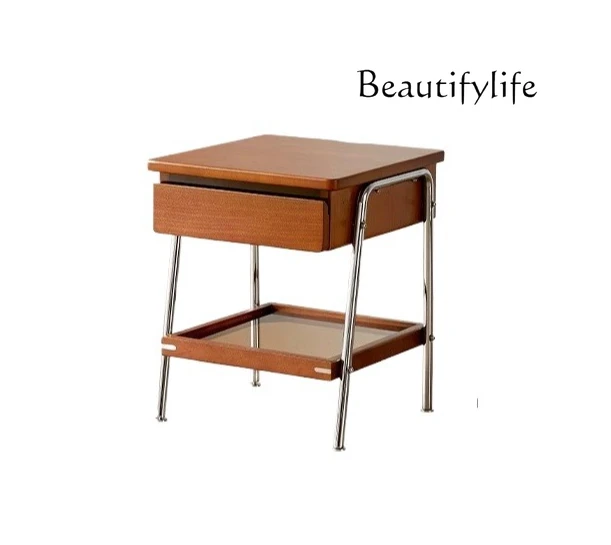 

Solid wood bedside table retro bedroom simple locker bedside storage cabinet design locker para casa e decoração