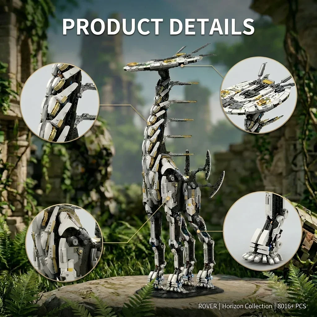 Klemmbausteine Dawned Horizon Langhalsiges Tier Baustein-Set Riesige Version Giraffe Spiel-Sammlung Montagemodell Bausteine Desktop-Dekoration Kreatives Spielzeug Erwachsenen-Geschenk 8016 Teile – Detail 4