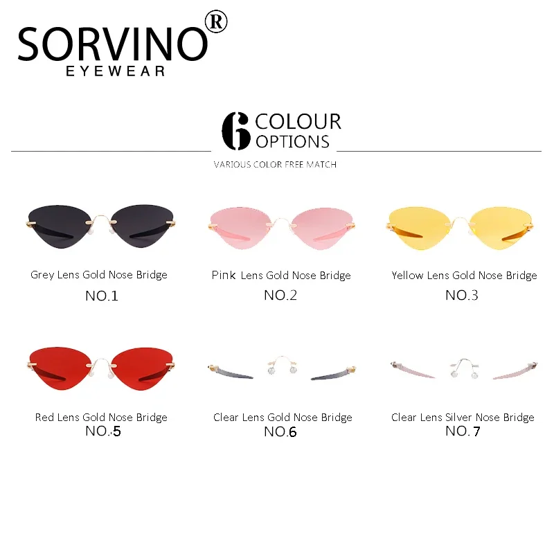 SORVINO occhiali da sole senza montatura per donna UV400 rosa rosso occhiali triangolo Cat Eye occhiali da sole femminili lenti TR90 occhiali da