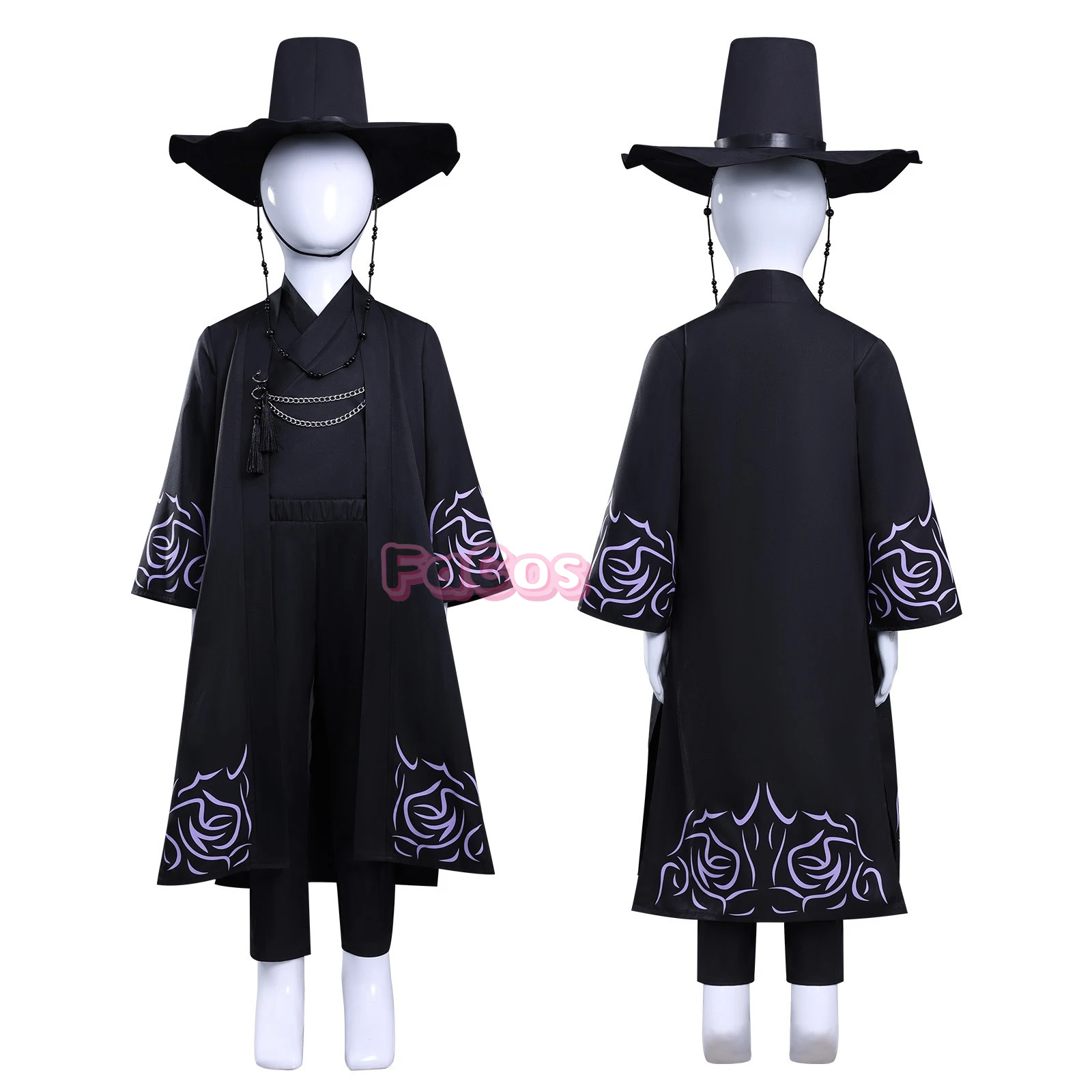 Костюм для косплея Saja для мальчиков KPop, охотники на демонов, Jinu Saja, халат, черная униформа, шляпа, серьги, сценическое представление, вечеринка на Хэллоуин