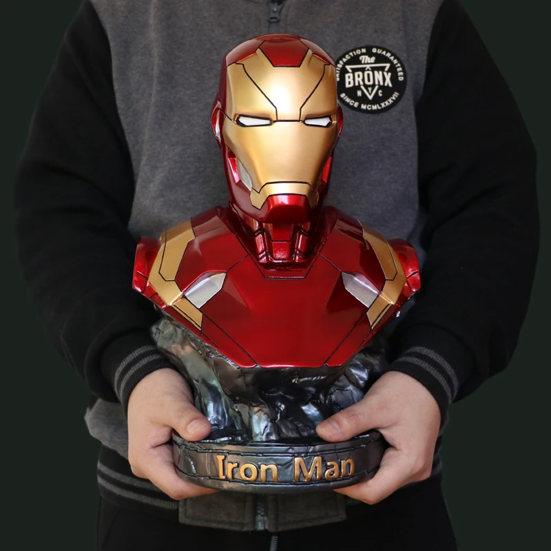

18-35cm Iron Man Mk46 Black Panther Bust Large Resin Model Avengers Statue Iron Man Figure Model Remote Control Ornaments Gift