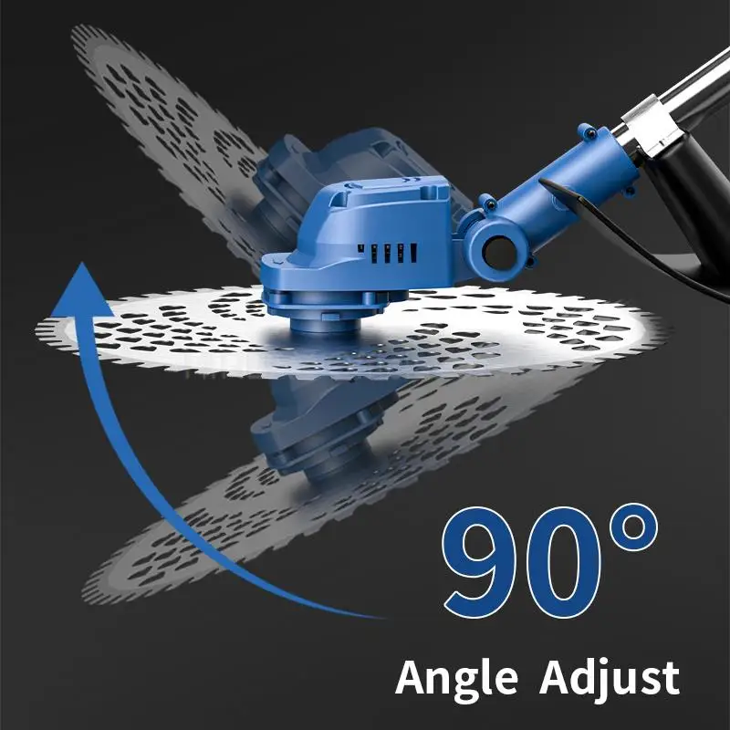 เครื่องตัดหญ้าไร้สายแบบไร้แปรงถ่าน เครื่องตัดหญ้าไฟฟ้าสำหรับใช้ในบ้าน พร้อมใบมีดสองใบ เครื่องมือตัดหญ้าในสวนน้ำหนักเบา