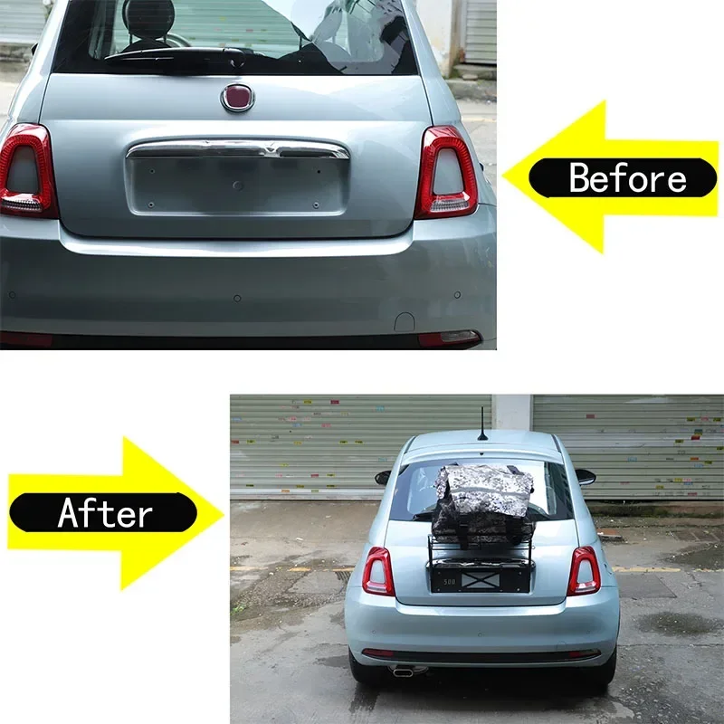 Carbon Steel Black For Fiat 500 2010-2025+ Car tailgate multi-function luggage rack hanger car exterior modification accessories