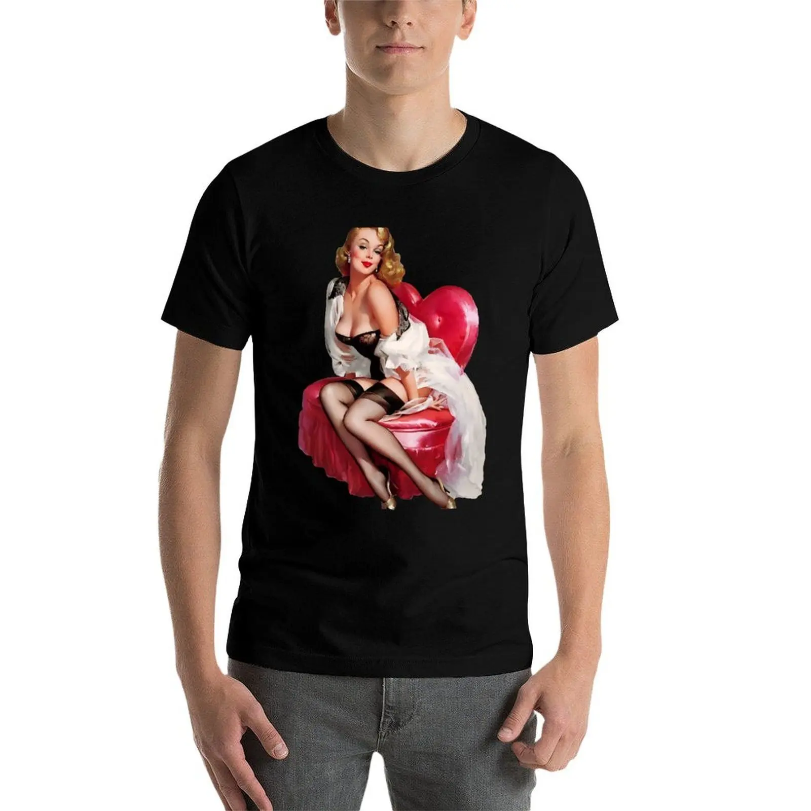 تي شيرت Remastered My Loveseat Heart Reproductions تي شيرت قطن Gil Elvgren ثقيل الشكل عتيق Xzendor7 رجل بواسطة قميص Art t