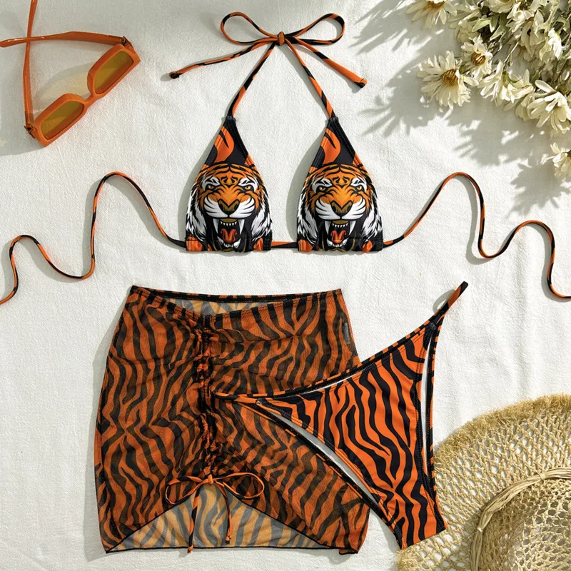 Sexy Tiger Bikinis 2025 Swimsuits Women's Swimwear Push Up Female Beach Swim Wear Bathing Suits Brazilian Bikini Set Pool Bather