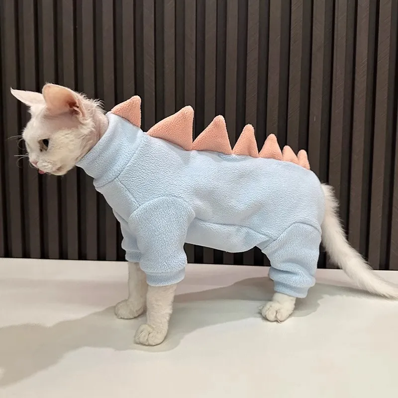 Stomach protection four-legged clothes small dinosaur hairless cat clothes granular velvet sphinx cat Devon clothes