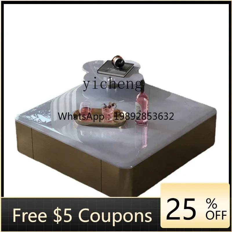 TV Cabinet Modern Minimalist Square Creative Small Apartment Home Stainless Steel Coffee Table Storage